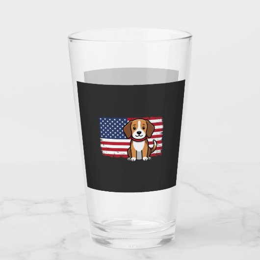 Verre Drapeau Américain Chien Patriote Vector (Devant)