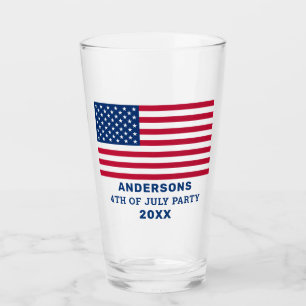 Verre Drapeau américain Personnalisé 4 juillet Parti