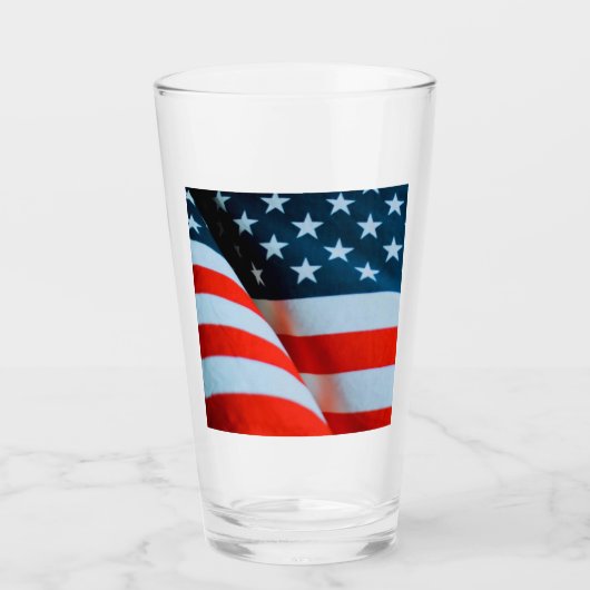 Verre Drapeau américain rouge blanc et bleu (Devant)