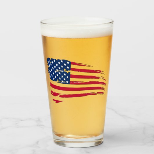 Verre Drapeau américain tatoué (Devant (rempli))
