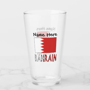Verre Drapeau bahreïni de Bahreïn Personnalisation noire