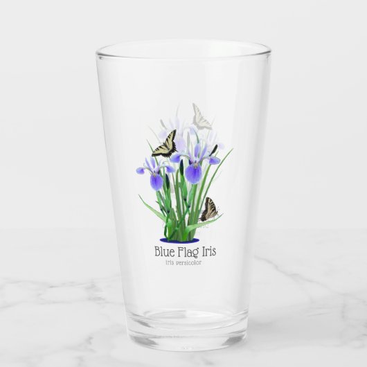 Verre Drapeau bleu Iris et papillons Swalloway (Dos)