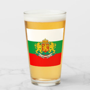 Verre Drapeau bulgare+armoiries 