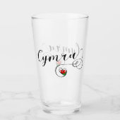 Verre Drapeau Cymru Pays de Galles dans le cœur (Devant)