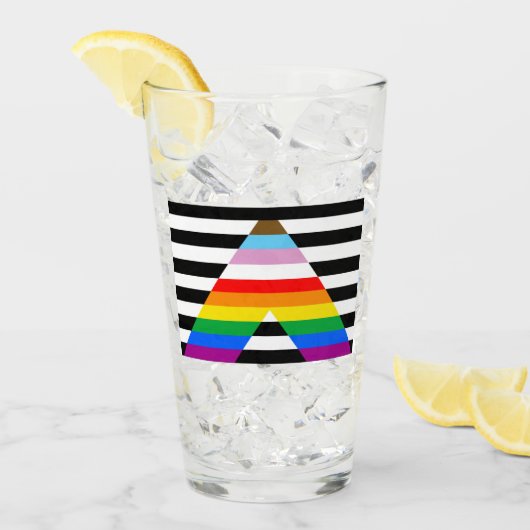 Verre Drapeau de fierté allié du progrès LGBTQ (Devant glace)