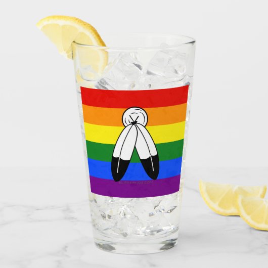 Verre Drapeau de fierté bispirituel de SlipperyJoe Symbo (Devant glace)