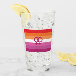 Verre Drapeau de fierté lesbienne WLW (Coucher de soleil