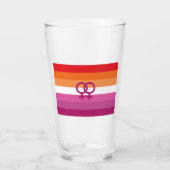 Verre Drapeau de fierté lesbienne WLW (Coucher de soleil (Devant)