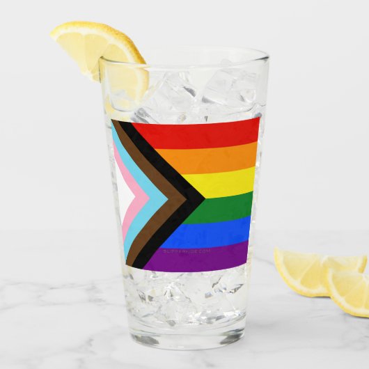Verre Drapeau de fierté Progress Pride de SlipperyJoe si (Devant glace)