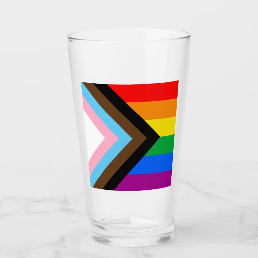 Verre Drapeau de fierté progressiste LGBTQ+ (Devant)