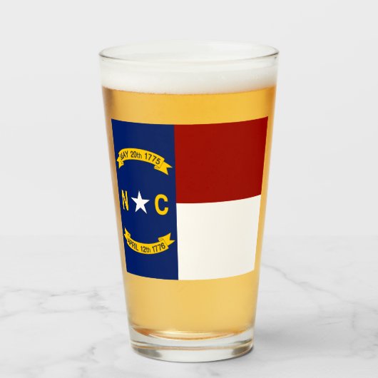 Verre Drapeau de la Caroline du Nord (Devant (rempli))