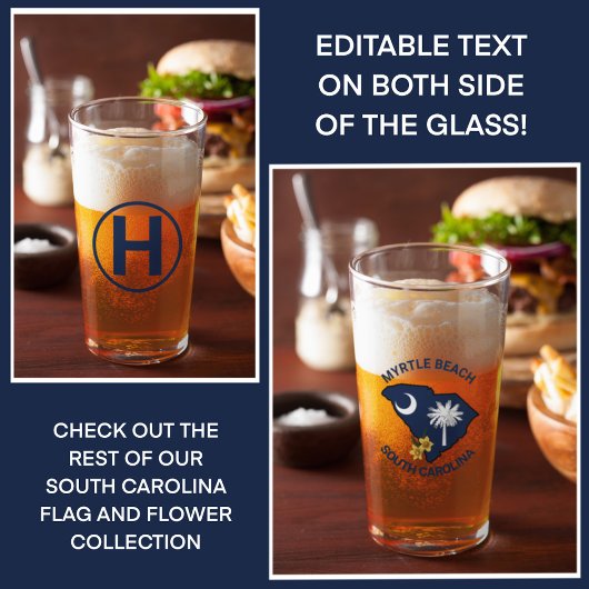Verre Drapeau de la Caroline du Sud Fleur de l'État Jess