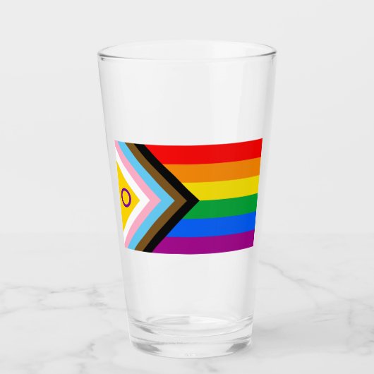 Verre Drapeau de la fierté de progrès inclusif intersexe (Devant)
