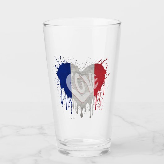 Verre Drapeau de la France amour (Devant)