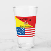 Verre Drapeau de la Sicile Drapeau américain (Devant)