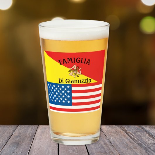 Verre Drapeau de la Sicile Drapeau américain