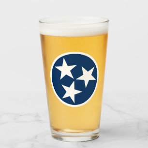 Verre Drapeau de l'État du Tennessee Bleu Étoiles Blanch