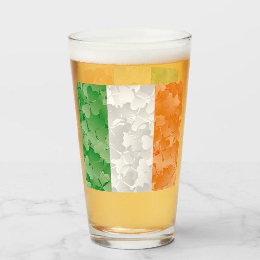 Verre Drapeau de l'Irlande avec motif shamrock (Devant (rempli))