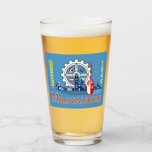 Verre Drapeau de Milwaukee (Wisconsin) (Devant (rempli))