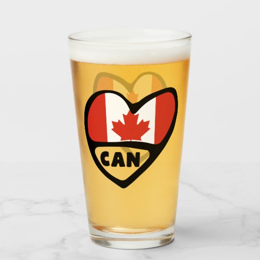 Verre Drapeau du Canada Code pays Cœur, CAN (Devant (rempli))