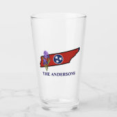 Verre Drapeau du Tennessee avec fleur d'état Iris texte  (Devant)