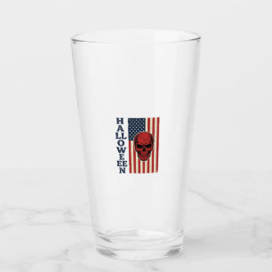 Verre Drapeau effrayant vintage patriotique crâne Hallow