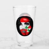 Verre Drapeau et carte du Liban sur le visage de la fill (Devant)