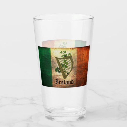 Verre Drapeau et harpe irlandais (Dos)