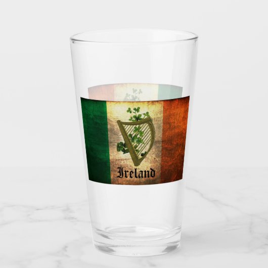 Verre Drapeau et harpe irlandais (Devant)