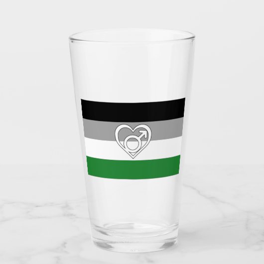Verre Drapeau et symbole de fierté androphile (Devant)