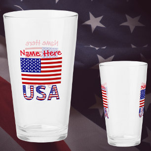 Verre Drapeau États-Unis Amérique USA Personnalisation R