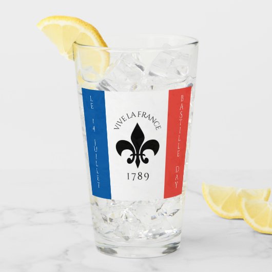 Verre Drapeau Fleur-de-Lis Tricolore France (Devant glace)