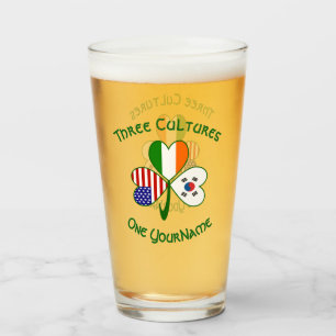 Verre Drapeau irlandais sud-coréen américain Trèfle Pers