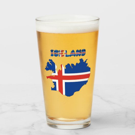 Verre Drapeau islandais (Devant (rempli))