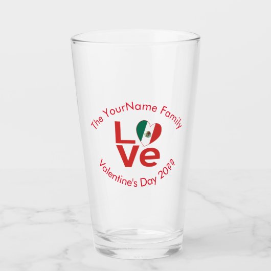 Verre Drapeau mexicain Red LOVE (Devant)