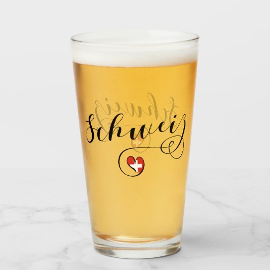 Verre Drapeau Suisse En Coeur, Schweiz, Suisse (Dos (rempli))