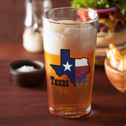 Verre Drapeau texan et bleu fleur avec nom personnalisé