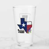 Verre Drapeau texan et bleu fleur avec nom personnalisé (Devant)