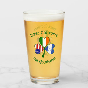 Verre Drapeau trèfle personnalisé américano-irlandais ho