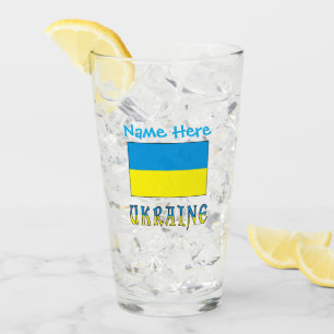 Verre Drapeau ukrainien ukrainien bleu Personnalisation