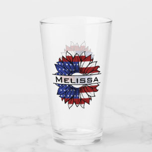 Verre Drapeau US Tournesol Avec Nom