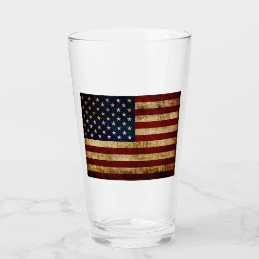 Verre Drapeau USA / Grunged (Devant)