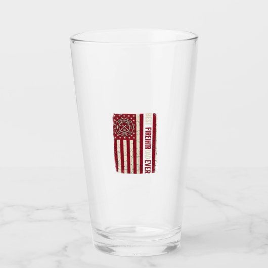 Verre Drapeau vertical vintage papa pompier (Devant)