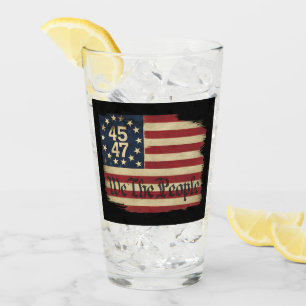 Verre Drapeau vintage en détresse We The People Trump 45