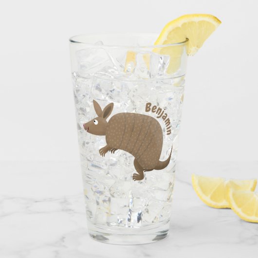 Verre Drôle armadillo joyeux dessin animé (Dos glace)