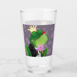 Verre drôle avec Prince de la grenouille - Baiser