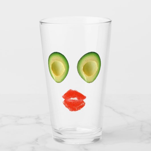 Verre Drôle Avocado Face Rouge Vert 4Michelle (Devant)