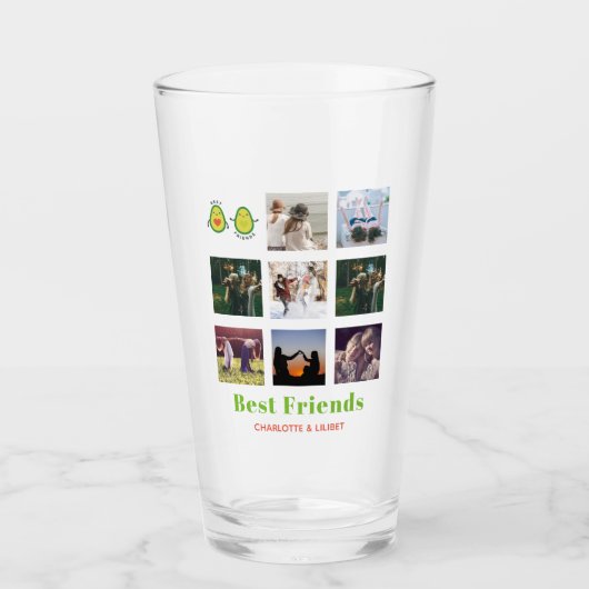 Verre Drôle BFF PHOTO COLLAGE Cadeau personnalisé AVOCAD (Devant)