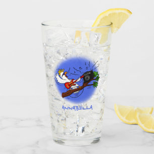 Verre Drôle cockatoo jouant de la guitare rock dessin an