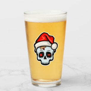 Verre Drôle crâne de Noël, style de dessin